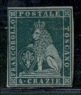 ANTICHI STATI ITALIANI - TOSCANA - 1851 - 4 Crazie (6) Nuovo Senza Gomma - Appena Corto A Sinistra (4.500) - Other & Unclassified