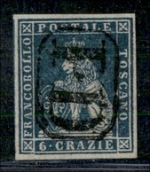 ANTICHI STATI ITALIANI - TOSCANA - 1851 - 6 Crazie (7) Usato - Grandi Margini - Molto Bello - Diena + Cert. Cilio (450) - Autres & Non Classés