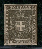 ANTICHI STATI ITALIANI - TOSCANA - 1860 - 10 Cent (19c - Bruno Grigio) - Gomma Originale - Ottimi Margini - Diena + Cert - Autres & Non Classés