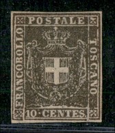 ANTICHI STATI ITALIANI - TOSCANA - 1860 - 10 Cent (19c - Bruno Grigio) - Gomma Originale - Ottimi Margini - Diena + Cert - Andere & Zonder Classificatie