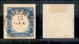 REGNO - 1863 - 15 Cent (11d - Celeste Latteo) Usato Su Frammento - Cert. AG - Sonstige & Ohne Zuordnung