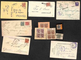 REGNO - 1903/1941 - Annullamenti Occasionali - 5 Frammenti + 2 Cartoline + 4 Buste Con Affrancature Del Periodo - Da Esa - Altri & Non Classificati