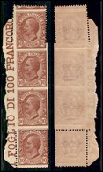 REGNO - 1906 - Striscia Di Quattro Del 10 Cent (82mba Varietà) Dentellata Negli Esemplari Superiore E Inferiore E Non De - Altri & Non Classificati