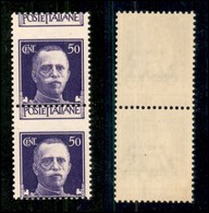 REGNO - 1929 - 50 Cent Imperiale (251f) - Coppia Verticale Con Dentellatura Spostata In Alto - Gomma Integra (315) - Autres & Non Classés