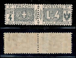 REGNO - Pacchi Postali - 1914 - 4 Lire (15) - Gomma Integra - Centratura Perfetta - Molto Bello (280++) - Sonstige & Ohne Zuordnung