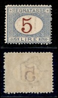 REGNO - Segnatasse - 1903 - 5 Lire (30) - Gomma Originale - Invisibile Traccia Di Linguella (350+) - Altri & Non Classificati