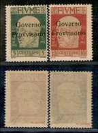 OCCUPAZIONI I GUERRA MONDIALE - FIUME - 1921 - Governo Provvisorio (177/178) - Serie Completa - Gomma Integra (650) - Andere & Zonder Classificatie