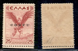 OCCUPAZIONI II GUERRA MONDIALE - CORFÙ - Posta Aerea - 1941 - 25 Dracme (9) - Gomma Integra - Diena (500) - Other & Unclassified