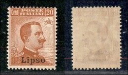 COLONIE - EGEO - Lipso - 1922 - 20 Cent Michetti (11) - Gomma Integra (450) - Other & Unclassified