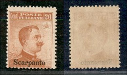 COLONIE - EGEO - Scarpanto - 1917 - 20 Cent Michetti (9) - Gomma Integra (550) - Andere & Zonder Classificatie