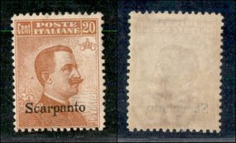 COLONIE - EGEO - Scarpanto - 1922 - 20 Cent Michetti (11) - Gomma Integra (250) - Autres & Non Classés