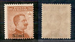 COLONIE - EGEO - Simi - 1917 - 20 Cent Michetti (9) - Gomma Integra (350) - Autres & Non Classés