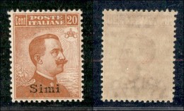 COLONIE - EGEO - Simi - 1922 - 20 Cent Michetti (11) - Gomma Integra - Ottimamente Centrato (450) - Altri & Non Classificati