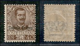 COLONIE - ERITREA - 1903 - 40 Cent Floreale (25) - Gomma Originale (600) - Altri & Non Classificati