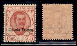 COLONIE - ERITREA - 1928 - 75 Cent Floreale (125) - Gomma Integra (400) - Autres & Non Classés