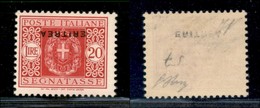 COLONIE - ERITREA - 1934 - 20 Lire (38 - Segnatasse) Con Soprastampa Capovolta (e Parziale Decalco) - Gomma Integra - Ol - Andere & Zonder Classificatie