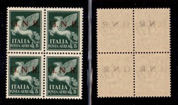 REPUBBLICA SOCIALE ITALIANA - G.N.R. BRESCIA - Posta Aerea - 1943 - 5 Lire (123/I) In Quartina - Gomma Integra - Leggero - Altri & Non Classificati