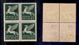 REPUBBLICA SOCIALE ITALIANA - G.N.R. BRESCIA - Posta Aerea - 1943 - 5 Lire (123/III - Terzo Tipo) In Quartina - Gomma In - Sonstige & Ohne Zuordnung