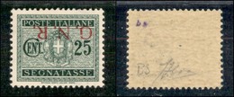 REPUBBLICA SOCIALE ITALIANA - G.N.R. BRESCIA - Segnatasse - 1943 - 25 Cent (50/Ia) Con Soprastampa Capovolta - Gomma Int - Andere & Zonder Classificatie