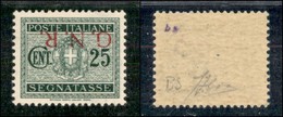 REPUBBLICA SOCIALE ITALIANA - G.N.R. BRESCIA - Segnatasse - 1943 - 25 Cent (50/Ia) Con Soprastampa Capovolta - Gomma Int - Autres & Non Classés