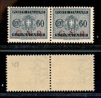 REPUBBLICA SOCIALE ITALIANA - G.N.R. BRESCIA - Segnatasse - 1943 - 60 Cent (54/Ib) - Coppia Orizzontale (pos. 167/168) C - Sonstige & Ohne Zuordnung