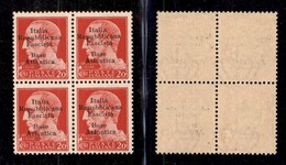 EMISSIONI LOCALI - BASE ATLANTICA - 1943 - 20 Cent (8) In Quartina - L Diversa (8g) In Basso A Destra - Gomma Integra (7 - Altri & Non Classificati