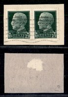 EMISSIONI LOCALI - BASE ATLANTICA - 1943 - 25 Cent (9) In Coppia Orizzontale Usata Su Frammento - Diena + Cert. AG (1.10 - Altri & Non Classificati