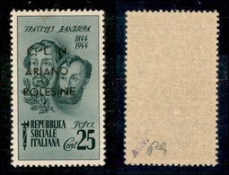C.L.N. - ARIANO POLESINE - 1945 - 25 Cent Bandiera (Errani 44 L) Con ; Dopo C - Gomma Integra - Andere & Zonder Classificatie
