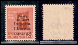 C.L.N. - IMPERIA - 1945 - Non Emesso - 20 Cent Con Primo Trattino Più Grosso (22 - Errani Pos 41 Varietà F) - Gomma Inte - Other & Unclassified