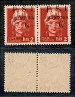 C.L.N. - MANTOVA - 1945 - 2 Lire + 6 (8e + 8eo) - Coppia Orizzontale Con Soprastampe In Alto (oblique) - Barretta Dopo 6 - Altri & Non Classificati