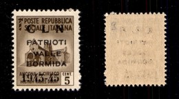 C.L.N. - VALLE BORMIDA - 1945 - Soprastampa Modificata - 5 Cent (1A) - Gomma Integra  - Cert. AG (4.500) - Autres & Non Classés