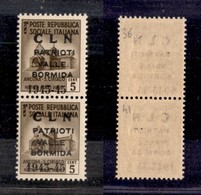 C.L.N. - VALLE BORMIDA - 1945 - Soprastampa Modificata - 5 Cent (1A) In Coppia Verticale - Pezzo Superiore Con Soprastam - Andere & Zonder Classificatie