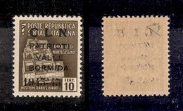 C.L.N. - VALLE BORMIDA - 1945 - Non Emesso - 10 Cent (8) - Gomma Integra - Diena + Cert. AG (2.500) - Autres & Non Classés