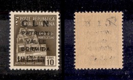 C.L.N. - VALLE BORMIDA - 1945 - Non Emesso - 10 Cent (8) - Gomma Integra - Diena + Cert. AG (2.500) - Otros & Sin Clasificación