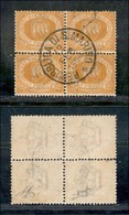 SAN MARINO - 1890 - 5 Cent (2) - Quartina Usata - Diena + Raybaudi + Cert. AG - 12.2.94 (1.000) - Autres & Non Classés