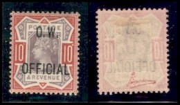 GRAN BRETAGNA - 1901 - Servizio - 10 Pence O.W. Official (68) - Gomma Originale - Timbrino Di Garanzia Al Retro (1200) - Andere & Zonder Classificatie