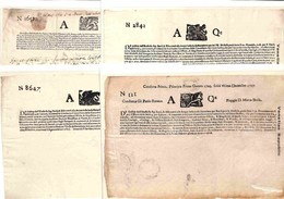 ITALIA - PREFILATELICHE - 1608/1707 - Repubblica Veneziana - Tagli AQ - Lotto Di Quattro Documenti Diversi - Altri & Non Classificati