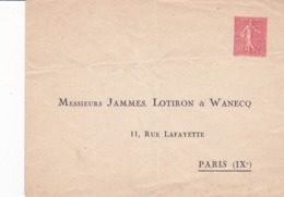 Enveloppe Semeuse Lignée 50 C Rouge D6  Neuve Repiquage Jammes Lotiron Wanecq - Buste Ristampe (ante 1955)