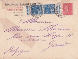 Enveloppe Semeuse Lignée 50 C Rouge D6  Oblitérée  Avec Paire De Jeanne D' Arc De Carnet Avec Pub Repiquage Lampens - Sobres Transplantados (antes 1995)