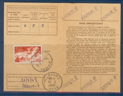 PA 19  OBLITERE DE GRENOBLE DE 1948 SUR CARTE D'ABONNEMENT AUX TIMBRES - Posttarieven