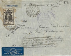 14- Oct. 1941- Enveloppe Par Avion De Djibouti En F M " Services Aériens Spéciaux.... " + Censure Et Arrivée - Lettres & Documents