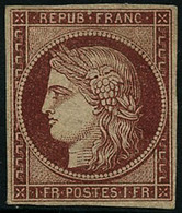 * N°6A 1F Rouge-brun, Neuf Avec Gomme, Signé Roumet, Calves Et Bun,timbre Très Rare - TB - 1849-1850 Cérès