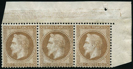 ** N°28B 10c Bistre, Type II Bande De 3 - TB - 1863-1870 Napoleon III Gelauwerd