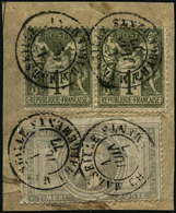 Oblit. N°33 + 72 5F Empire Plus 1F Bronze X 2 Obl CàD S/fgt Qualité Standard - B - 1863-1870 Napoléon III Con Laureles