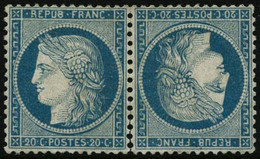 ** N°37c 20c Paire Tête-bèche - TB - 1870 Beleg Van Parijs