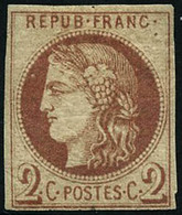 ** N°40Af 2c Chocolat Clair, R1 Impression Fine De Tours - TB - 1870 Ausgabe Bordeaux