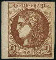 ** N°40B 2c Brun-rouge R2, Signé Maison Guy - TB - 1870 Bordeaux Printing