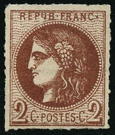 * N°40B 2c Brun-rouge R2, Percé En Lignes - B - 1870 Bordeaux Printing