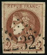 Oblit. N°40B 2c Brun-rouge, R2 Signé Brun - TB - 1870 Bordeaux Printing