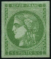 ** N°42B 5c Vert-jaune  R2  - TB - 1870 Bordeaux Printing